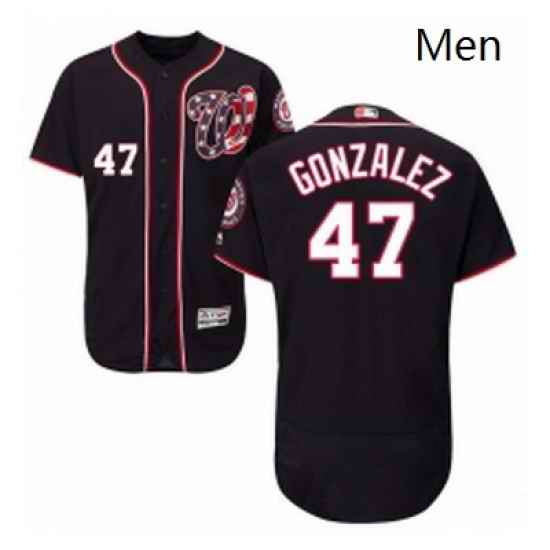 Mens Majestic Washington Nationals 47 Gio Gonzalez Navy Blue Alternate Flex Base Authentic Collection MLB Jersey